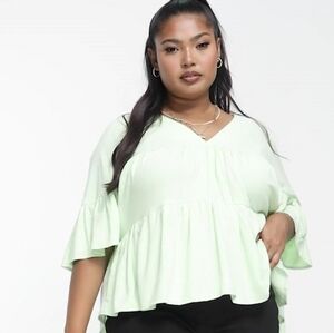 22 • Asos Curve • Tiered Smock Top With Frill Sleeve